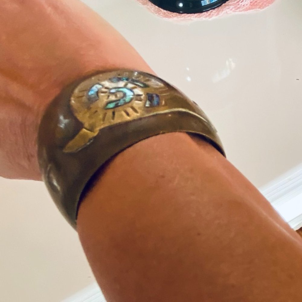 Vintage Luciano Mechoen Mexican Cuff Bras Bracelet - Picture 8 of 16